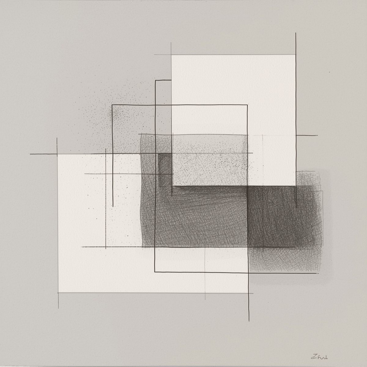 Minimalist graphite study of geometric forms